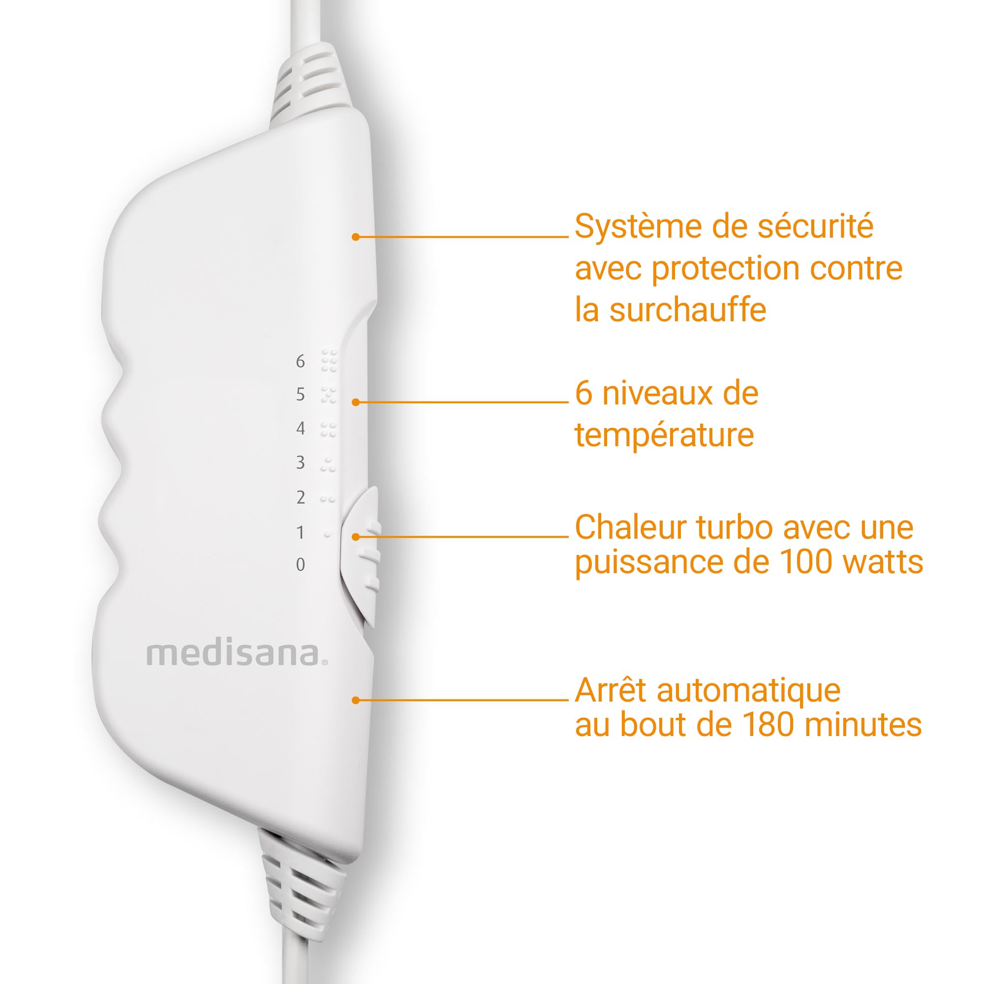 medisana HU 662 Sous-couverture électrique, 150 x 80 cm, arrêt automatique, protection contre la surchauffe, 6 réglages de température, lavable, chauffe-matelas adapté à tous les matelas standard | arrêt automatique, protection contre surchauffe, 6 niveau