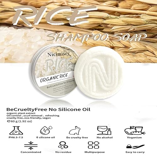 Miniatura 2 de Rice Water - Barra de champú 2 en 1 para el crecimiento del cabello para mujeres y hombres, sin sulfato, todo tipo de cabello