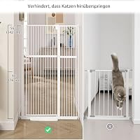 Poartă pentru câini Unipaws, 142 cm înălțime, 75-95 cm lățime, poartă cu montare prin presiune pentru pisici și animale de companie, pentru uși și scări, cu trecere, albă 2