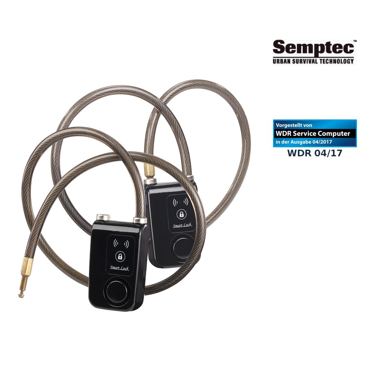 Semptec Urban Survival Technology Fahrrad-Schloss: 2er-Set App-gesteuerte Kabelschlösser mit Bluetooth und Alarm (Alarm-Schloss, Fahrradschloss, Bluetooth, Seil) Sport & Freizeit