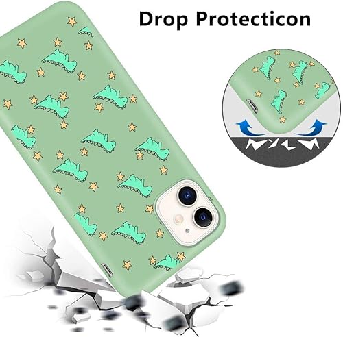 Miniatura 2 de Joyland Funda de silicona líquida para iPhone 12, lindo diseño de dinosaurio, delgada, suave, funda protectora de cuerpo completo con forro de