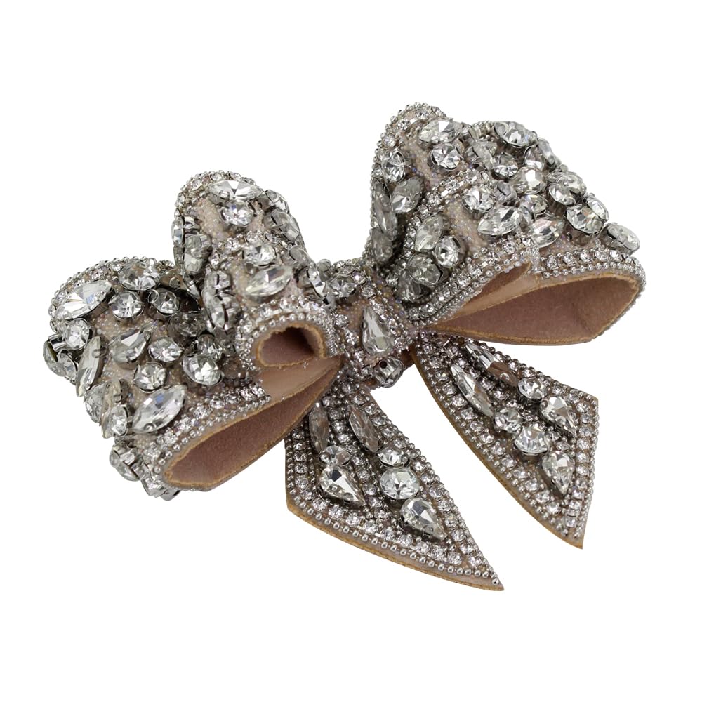 Toppe a forma di fiocco fai da te, con strass di cristallo, per scarpe da sposa, spille decorative, 2 pezzi (nero