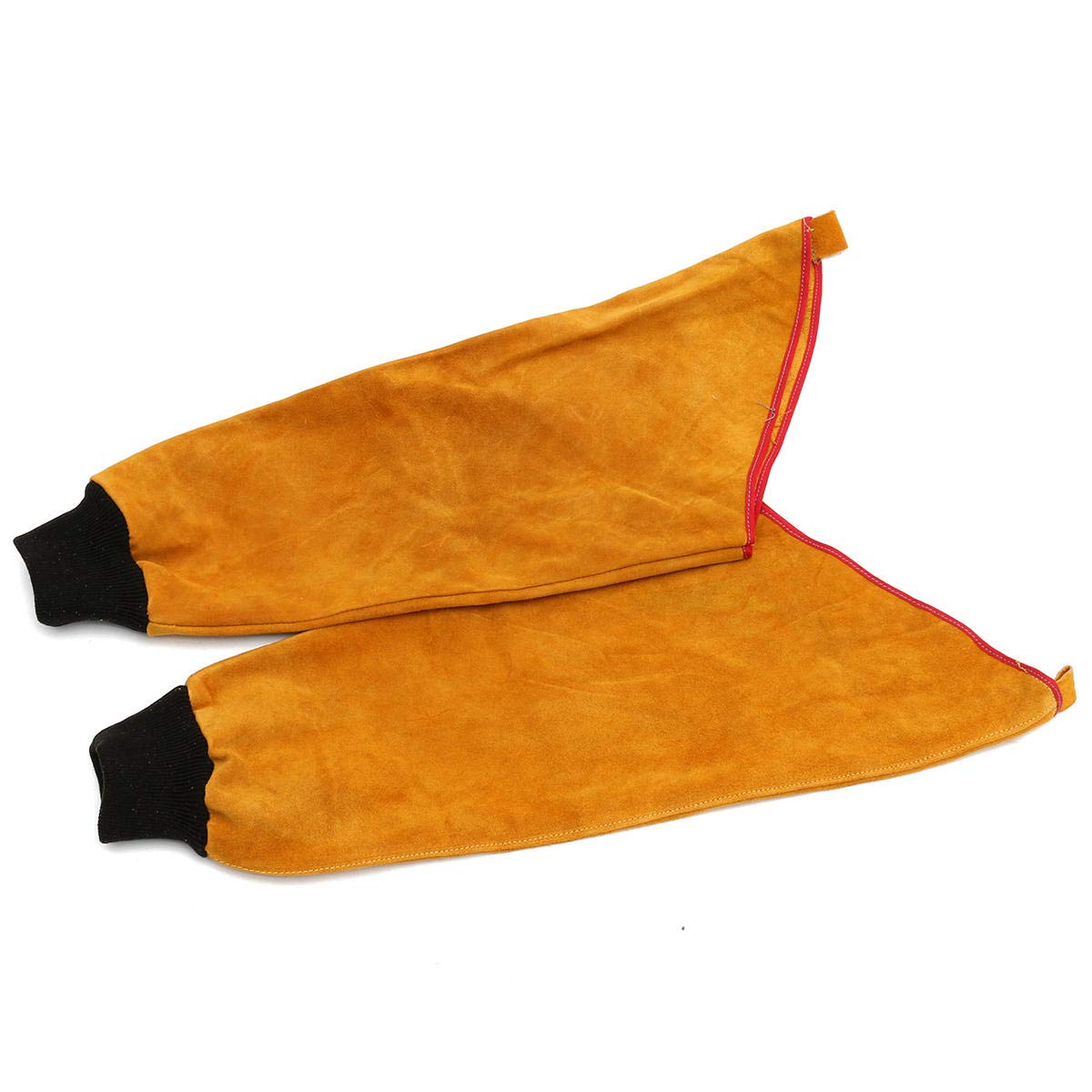 1 paire de manchons de soudage en cuir de vache avec manchette élastique pour protéger les soudeurs
