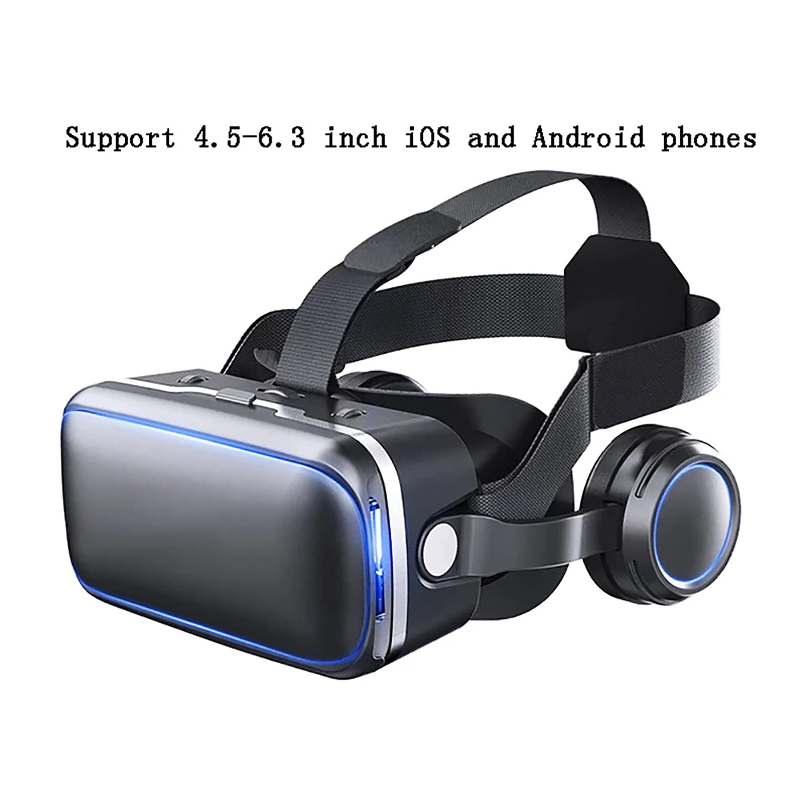 Auriculares VR con 2 Bluetooth Controller, VR Goggles Glasses para Videojuegos de Películas VR 3D para 4.5-6.3in Teléfonos iOS de Android, Luz LED y Auriculares de 35mm