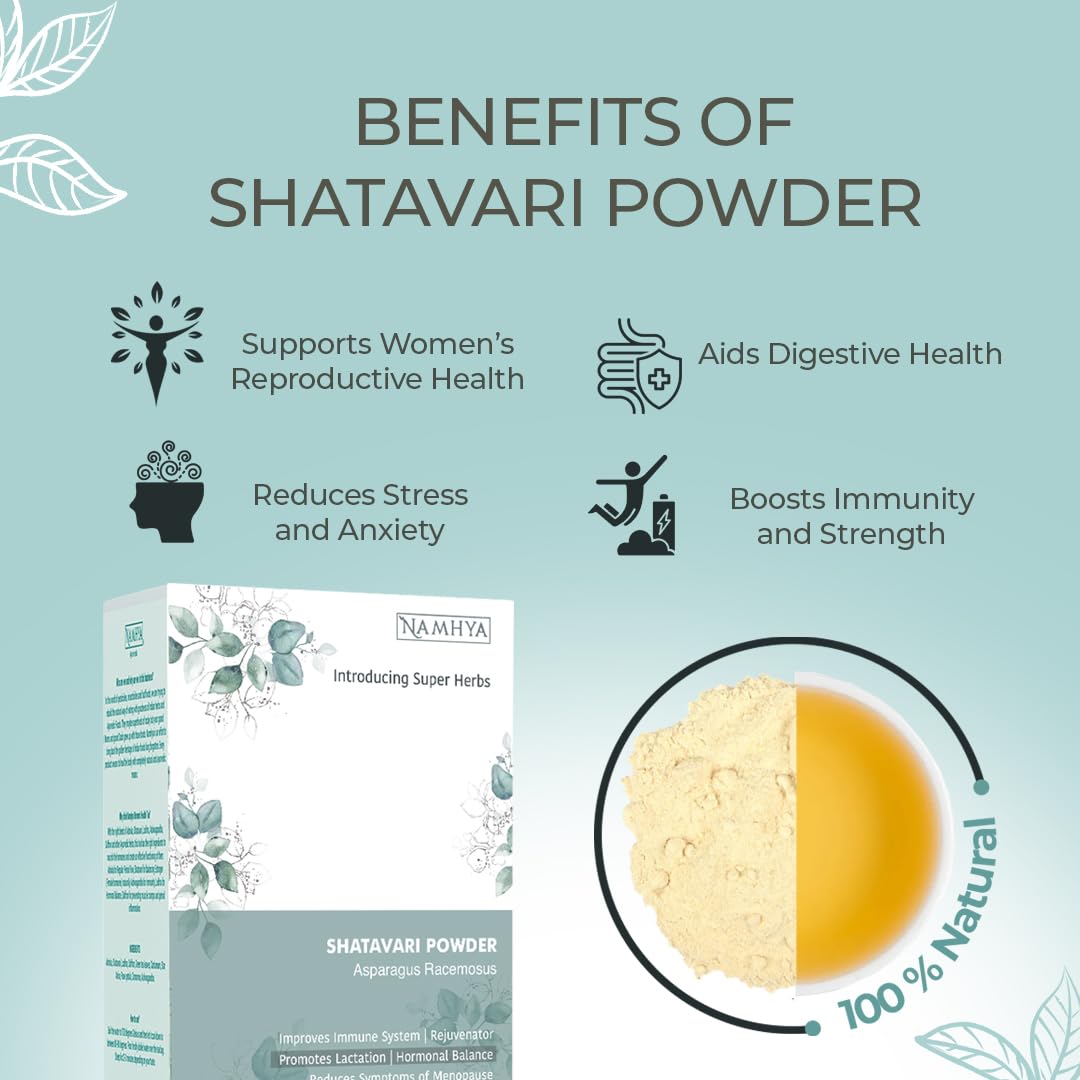 Namhya - Shatavari Powder - 100g (50 Servings) - Balances Hormones, Supports Menstrual & Menopausal Health, Boosts Immunity - Pure Shatavari - Natural, No Preservatives - Balances Vata & Pitta - Image 3 thumbnail