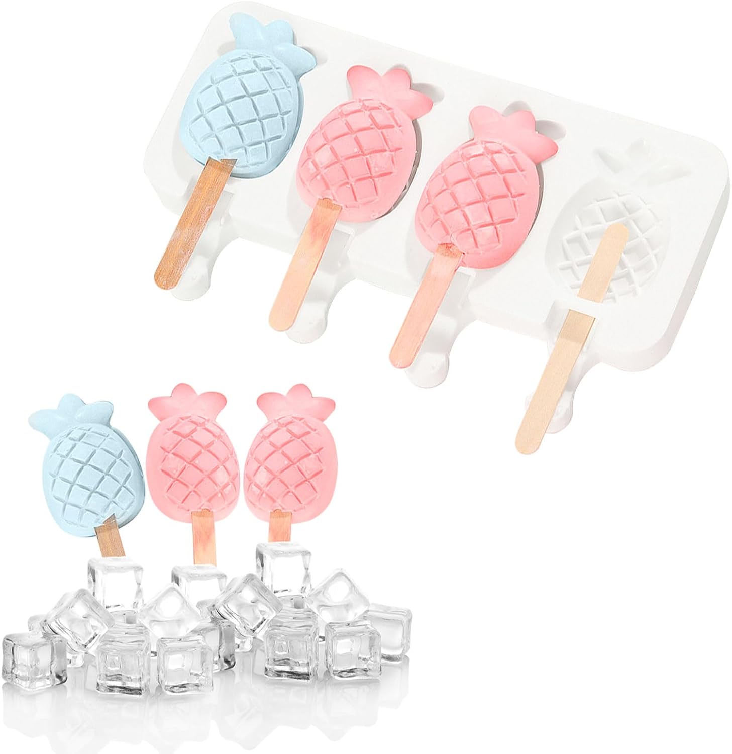 2 Pack Silicone Mini Popsicles Molds,Cute Shapes Molds BPA Free Reusable Ice Cream Mold Popsicle Maker Homemade DIY Ice Pop Mould Set for Kids (Heart shape)
