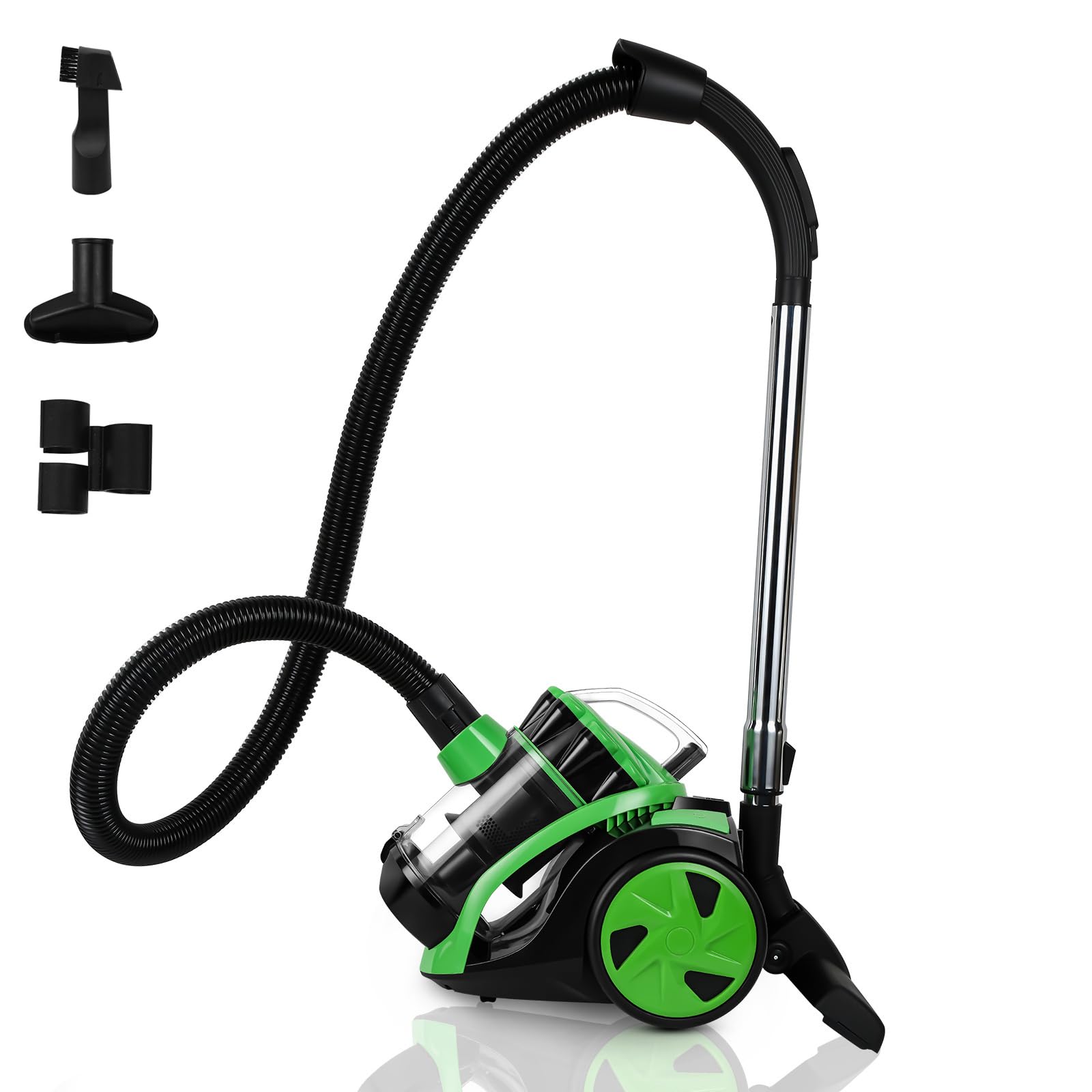 Herrselsam Aspirateur sans sac, silencieux, forte puissance d'aspiration, 3 têtes d'aspiration, brosse de sol, long câble, filtre hygiénique pour parquet, tapis