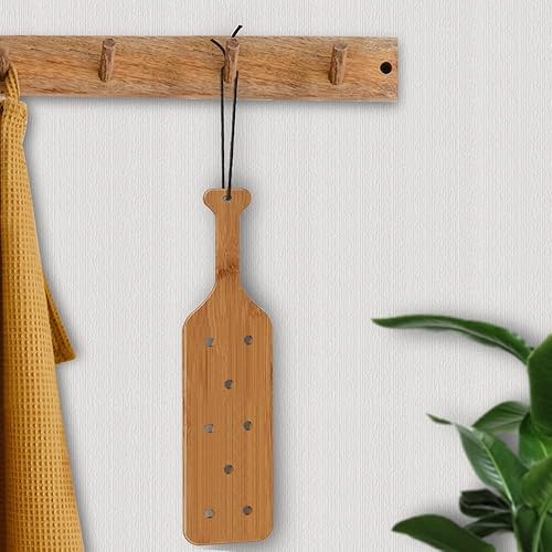 Vista 11 de Paleta de bambú de 14 pulgadas con agujeros, paleta de madera maciza con superficie lisa, 1 paquete, 1