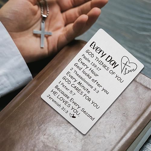 Miniatura 3 de Regalos cristianos inspiradores para mujeres, tarjeta con versículo bíblico grabado en metal, tarjeta de bautismo, regalos de fe, Navidad, Acción de