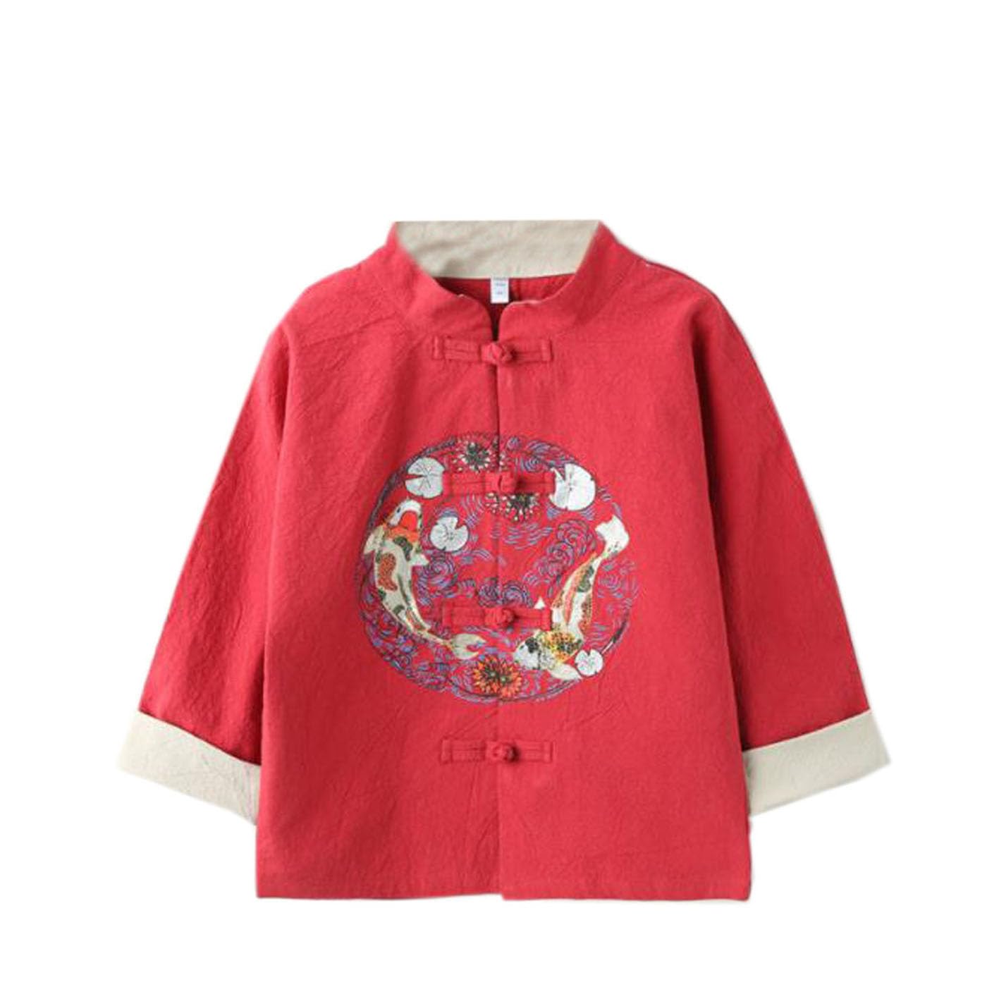 XueXian Tang Suit Chinese Style Hanfu Long Sleeve Tops for Boys Girls Outfits (A-red,Tag 110:for 4-5Y)