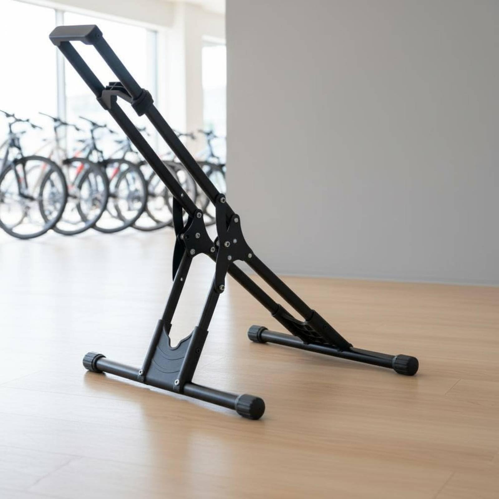 Cavalletto Bicicletta Portabici Esposizione Riparazione Stoccaggio Struttura Pieghevole in Acciaio al Carbonio con Base Ampia E Appoggio Sicuro Adatto a Garage Casa Negozio Viaggio
