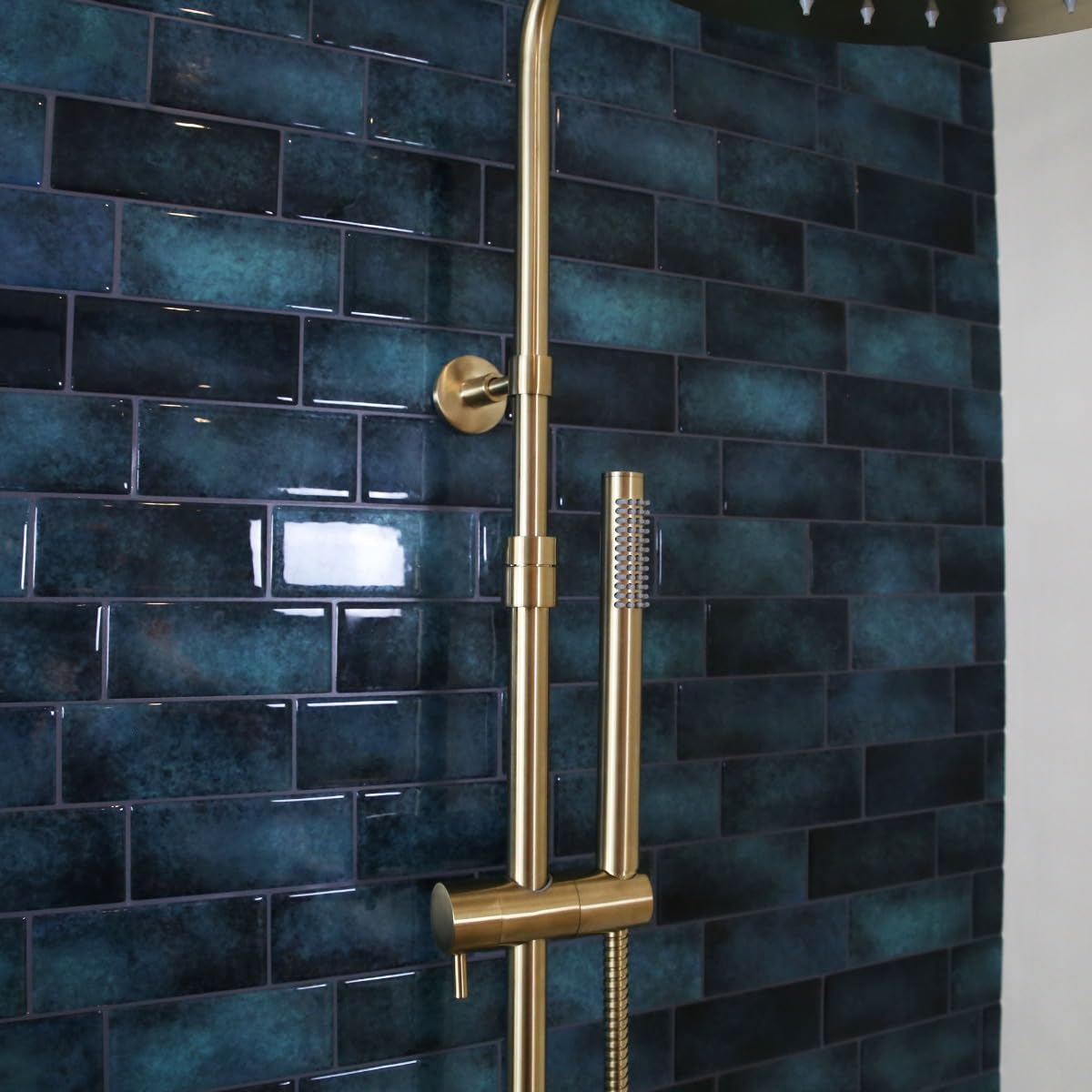 Essebagno Delice II Columna de ducha termostática con cuerpo frío en oro cepillado