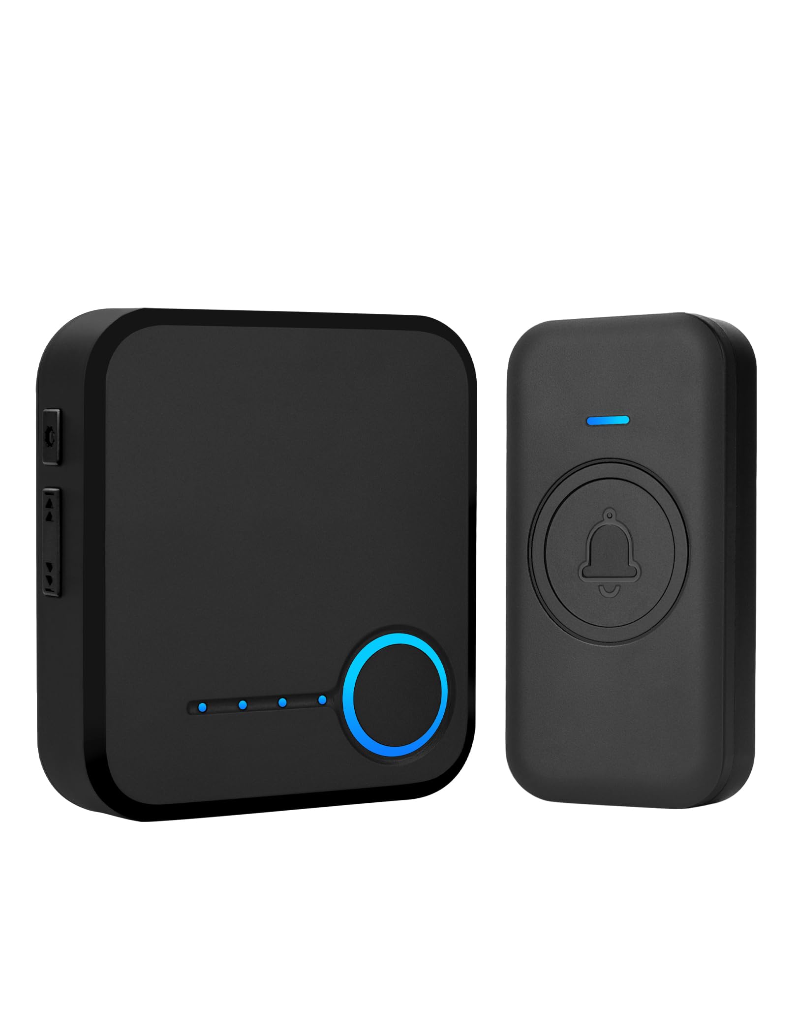 Wireless Doorbell, Waterproof Door Bell with 60 Chimes, 5 Levels Volume and LED Flash, 1000ft Long Range Classroom Doorbell for Home Office Hospital (1 Receiver & 1 Button, Black)