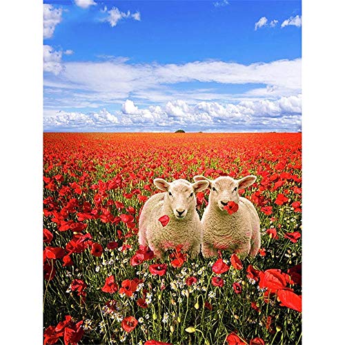 大人のためのジグソーパズル300個|花の中の2匹の羊| 大人のための教育的な300ピースのジグソーパズルティーンチャイルドブレインチャレンジデイリーゲーム、パズルおもちゃプレゼントパズル300ピースウォールデコ