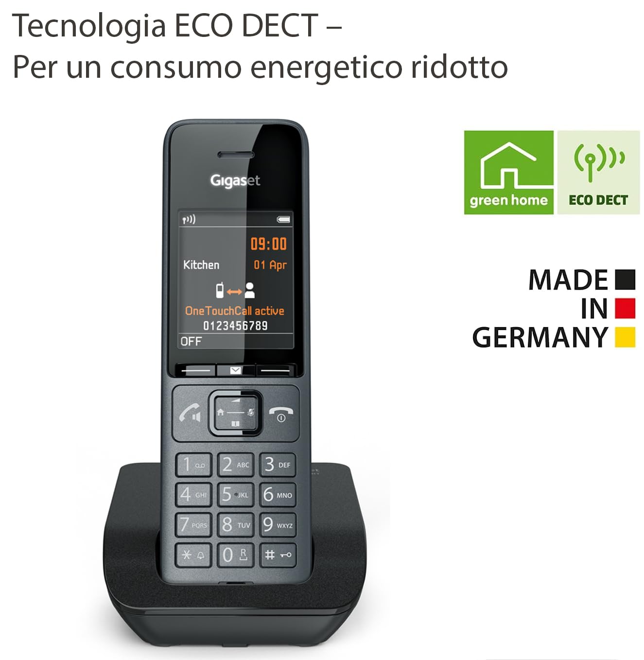 Gigaset COMFORT 520 - DECT Telefono - Dal Design Elegante - Qualità audio brillante - Vivavoce - Ampia Rubrica, Nero Titanio [Versione Italiana]