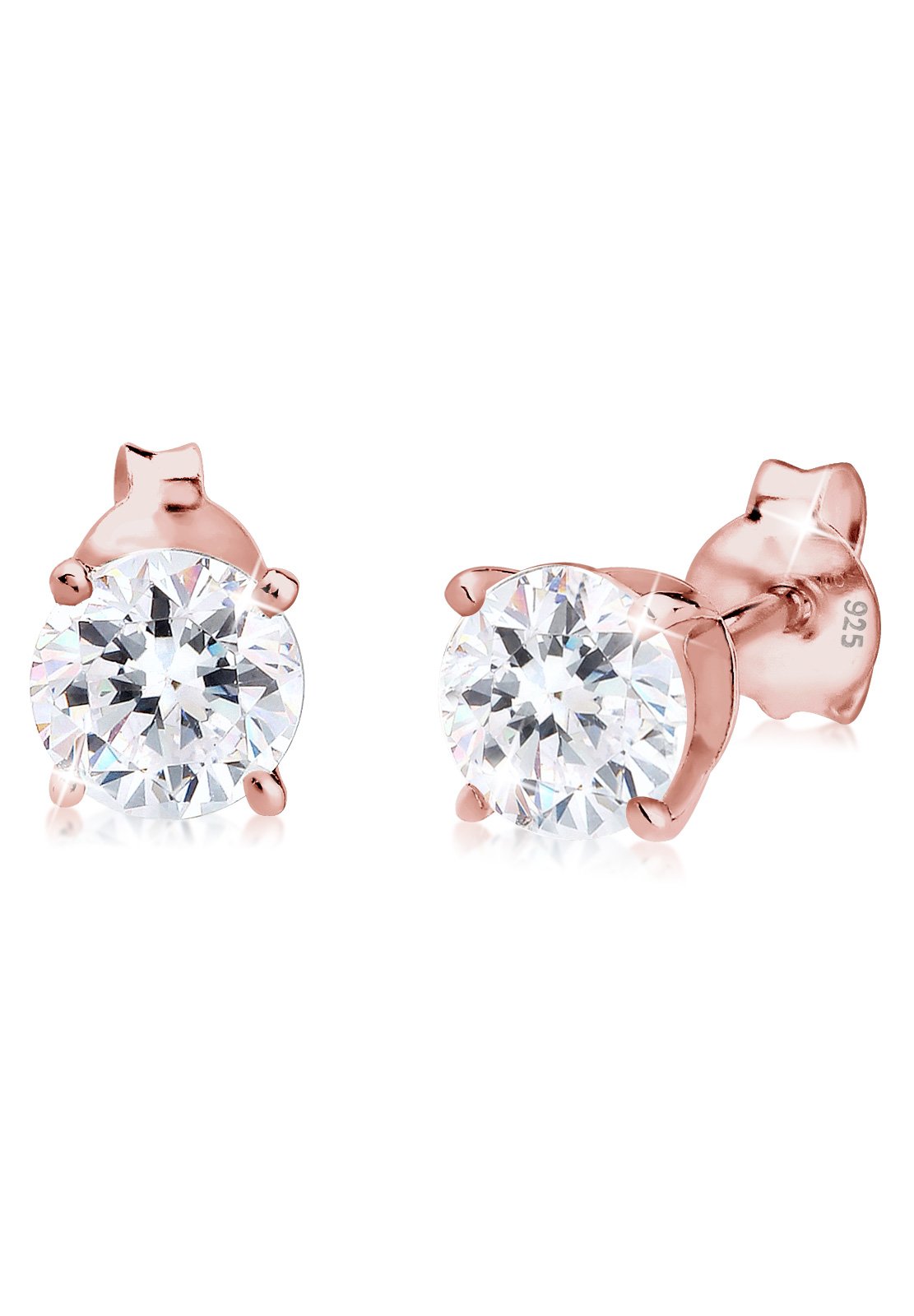 Elli Earrings Studs Solitair Basic Crystals 925 Sterling Silver Rose Gold Plated