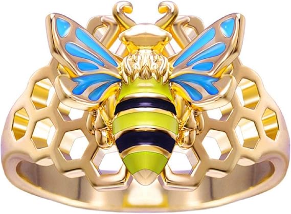 Amazon ミツバチリング 女性用 蜂の巣 蜂の巣 指輪 マルハナバチリング ローズゴールドメッキ スターリングシルバーリング かわいい動物リング 女性や女の子へのジュエリーギフト リング 通販