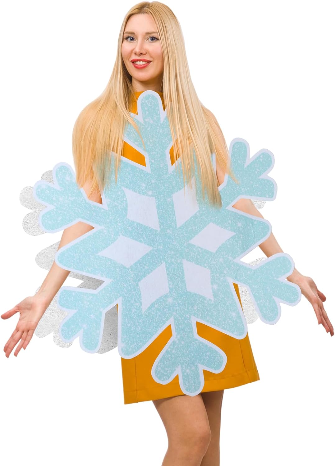 Berlune Christmas Winter Snowflake Costume for Adult Winter Christmas Cosplay Costume Light Blue Snowflake Decoration Party Cosplay Outfit, 25" x 28.5"