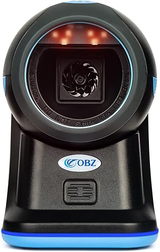 OBZ Escáner de código de barras manos libres 1D 2D QR, escaneo automático omnidireccional de detección lector de código de barras con cable USB