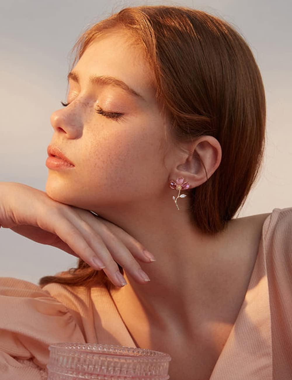 Women's Created Crystal Clear Flower Statement Drop Dangle Earrings - Image 2