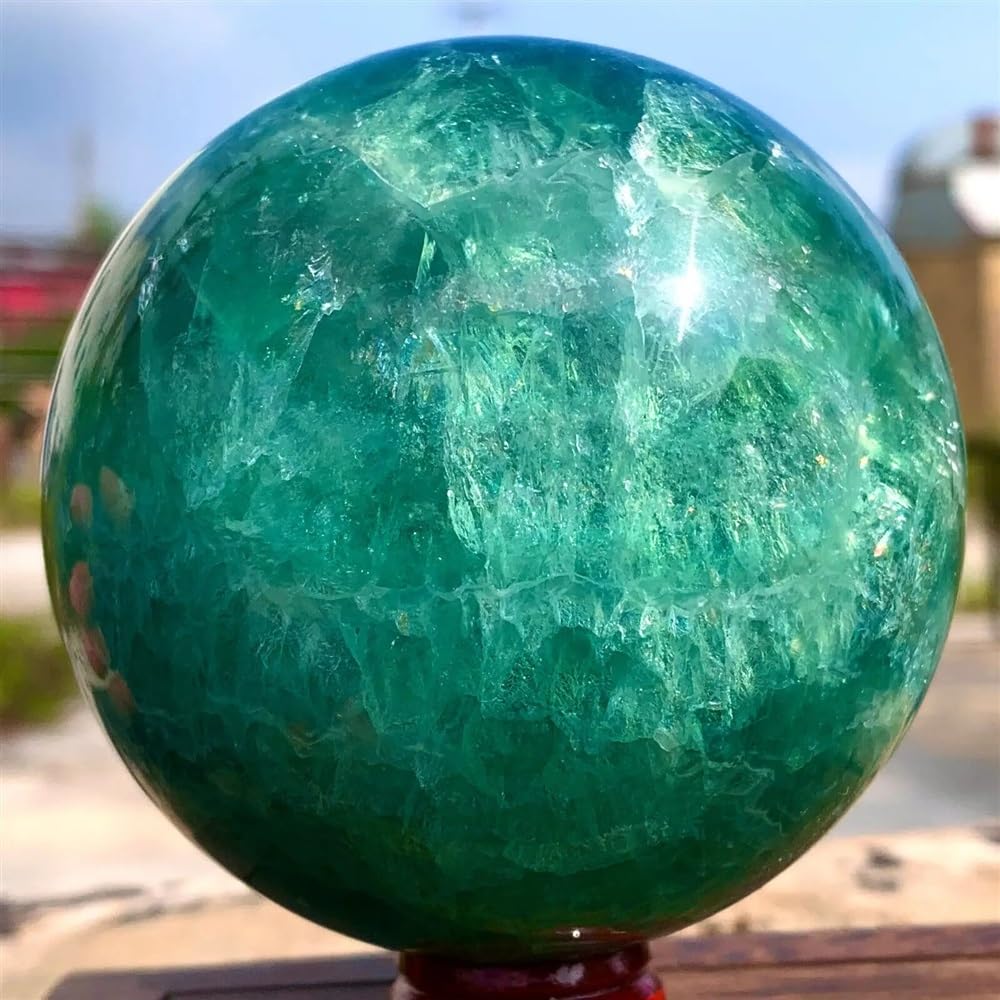 SHFTQXSLAT Stone Green Fluorite Crystal Ball Sphere Gem Home Decoration Gift(1100-1200g)