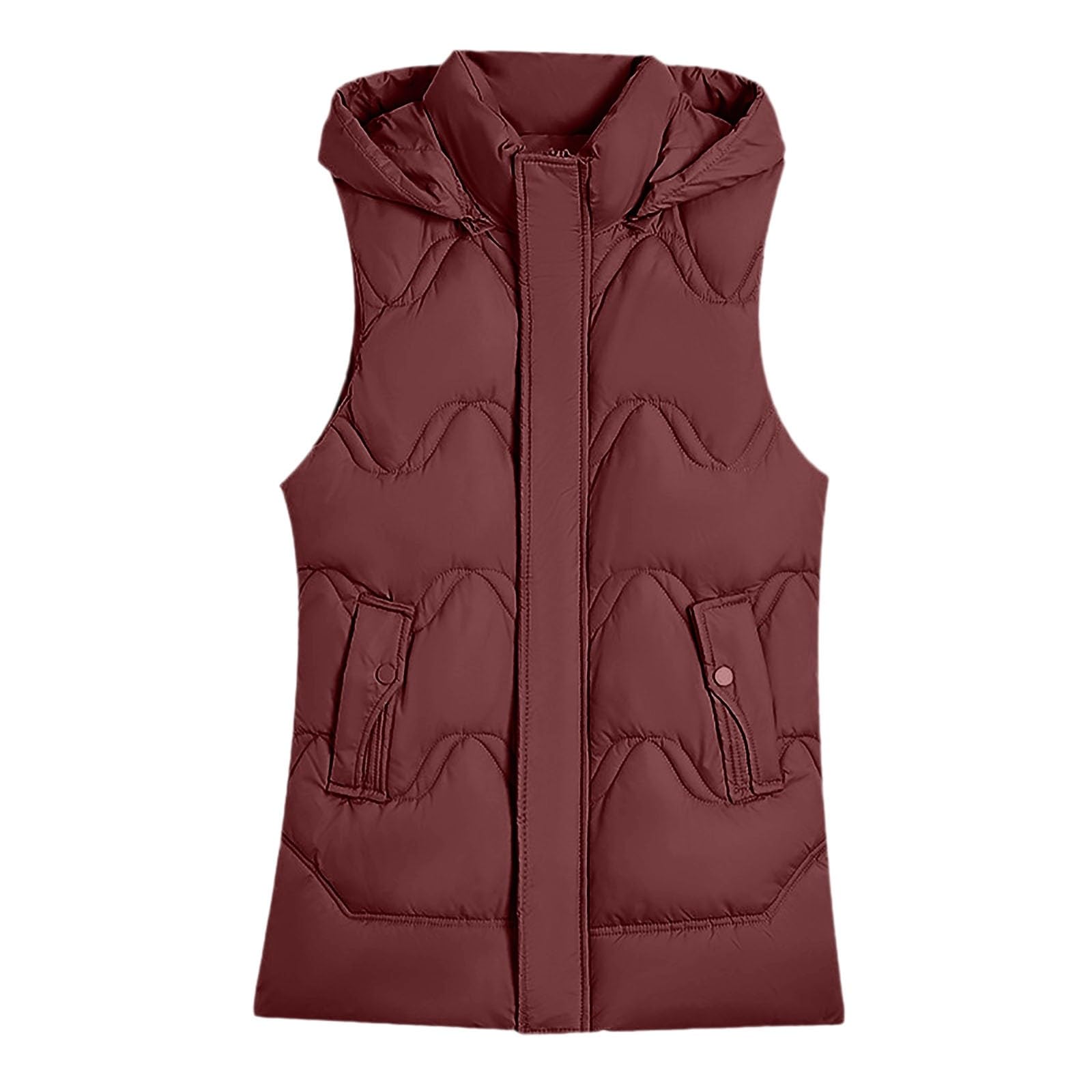 Genérico Abrigo Frio Extremo Mujer,Chaleco Acolchado Largo Con Capucha Y Cuello Alto Para Mujer Abrigo CáLido Sin Mangas Para Clima FríO