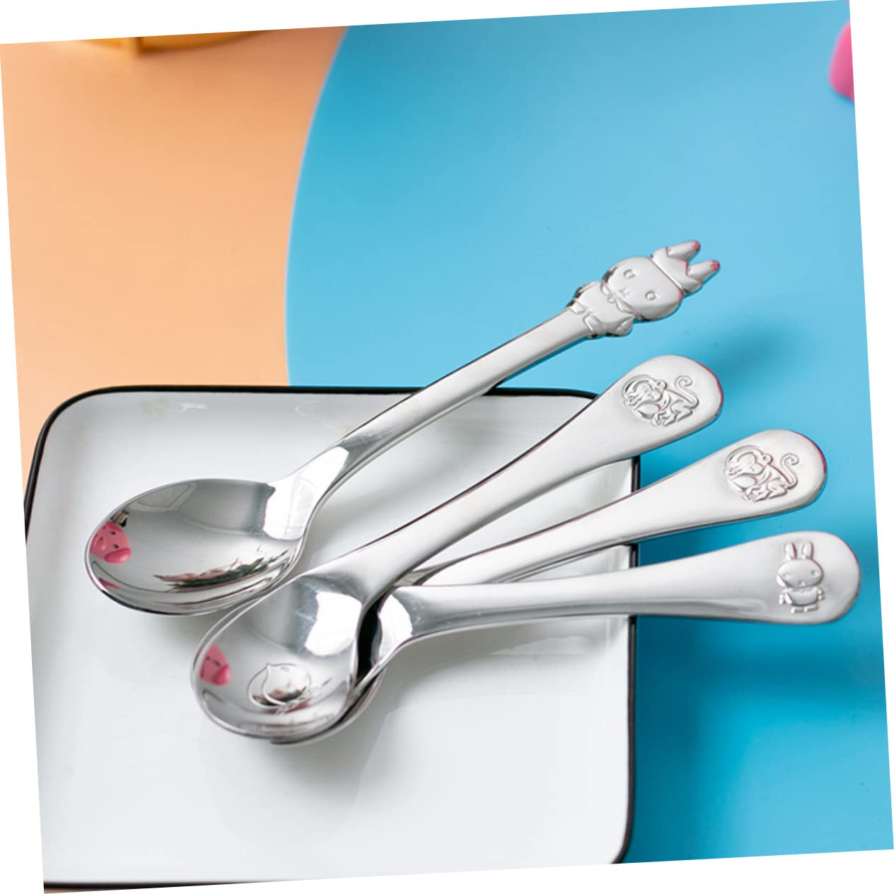 SUPVOX Supply Weaning Training Little Angled Silverware Stainless Steel