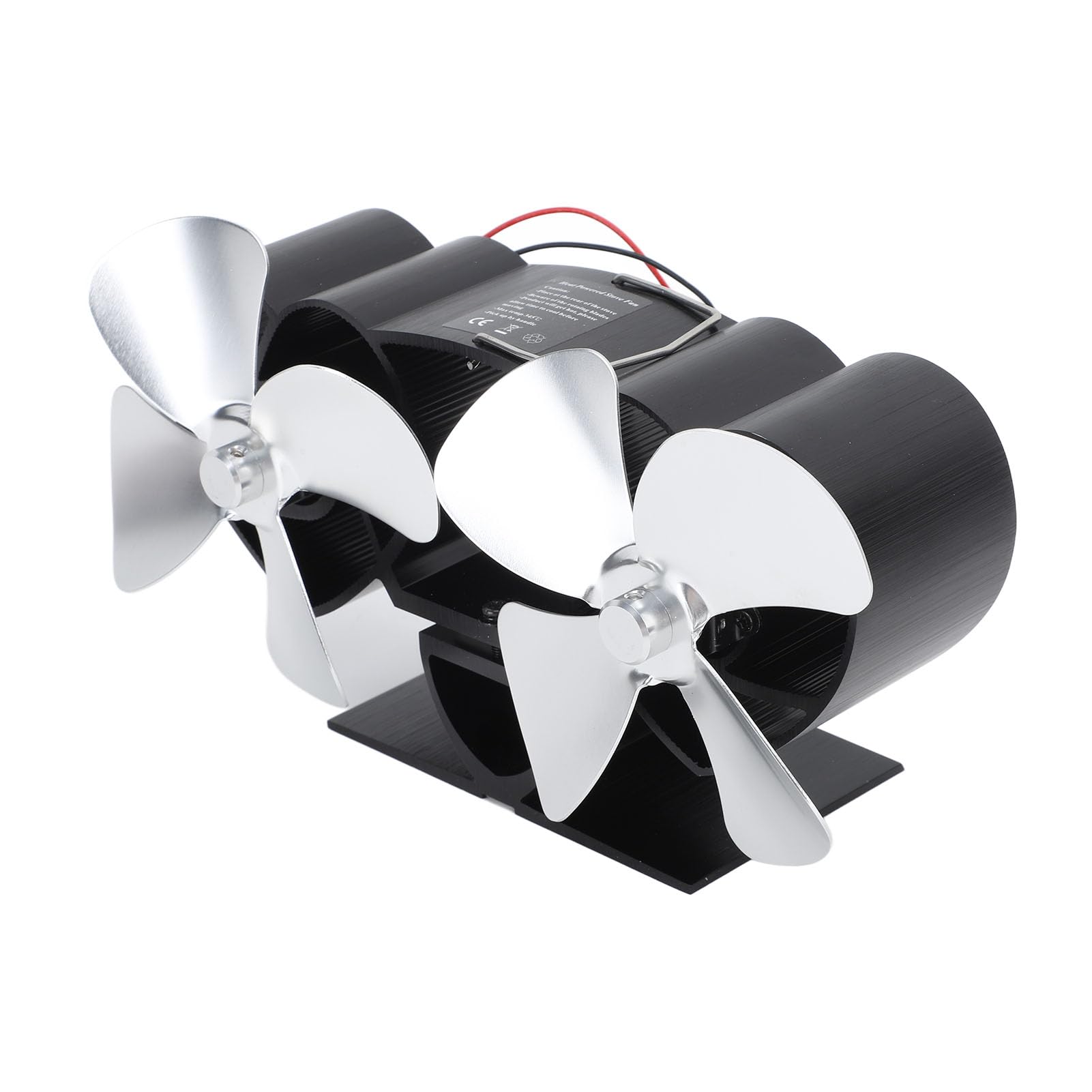 Marhynchus Ventilador de Estufa de Madera, 4 Palas de Chimenea de Cabeza Dual para Reemplazo, Aluminio de Aleación de Aluminio Alimentado por Calor, Equipado con Circulación de Calor de la