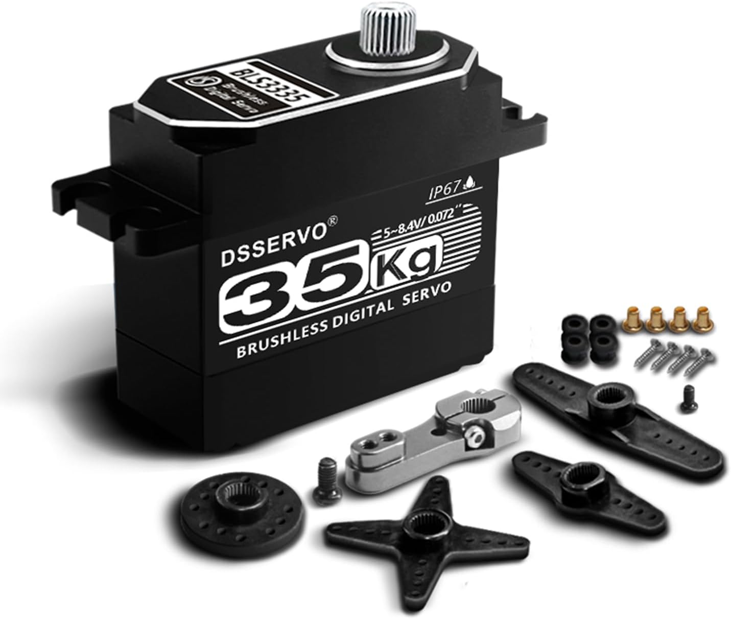 Waterproof Brushless servo Full Metal Gears High Torque Fast Digital Servo for 1/8 1/10 1/12 RC Car/Shockproof Rc Car Servo (Full Metal Shell 35kg-180°)