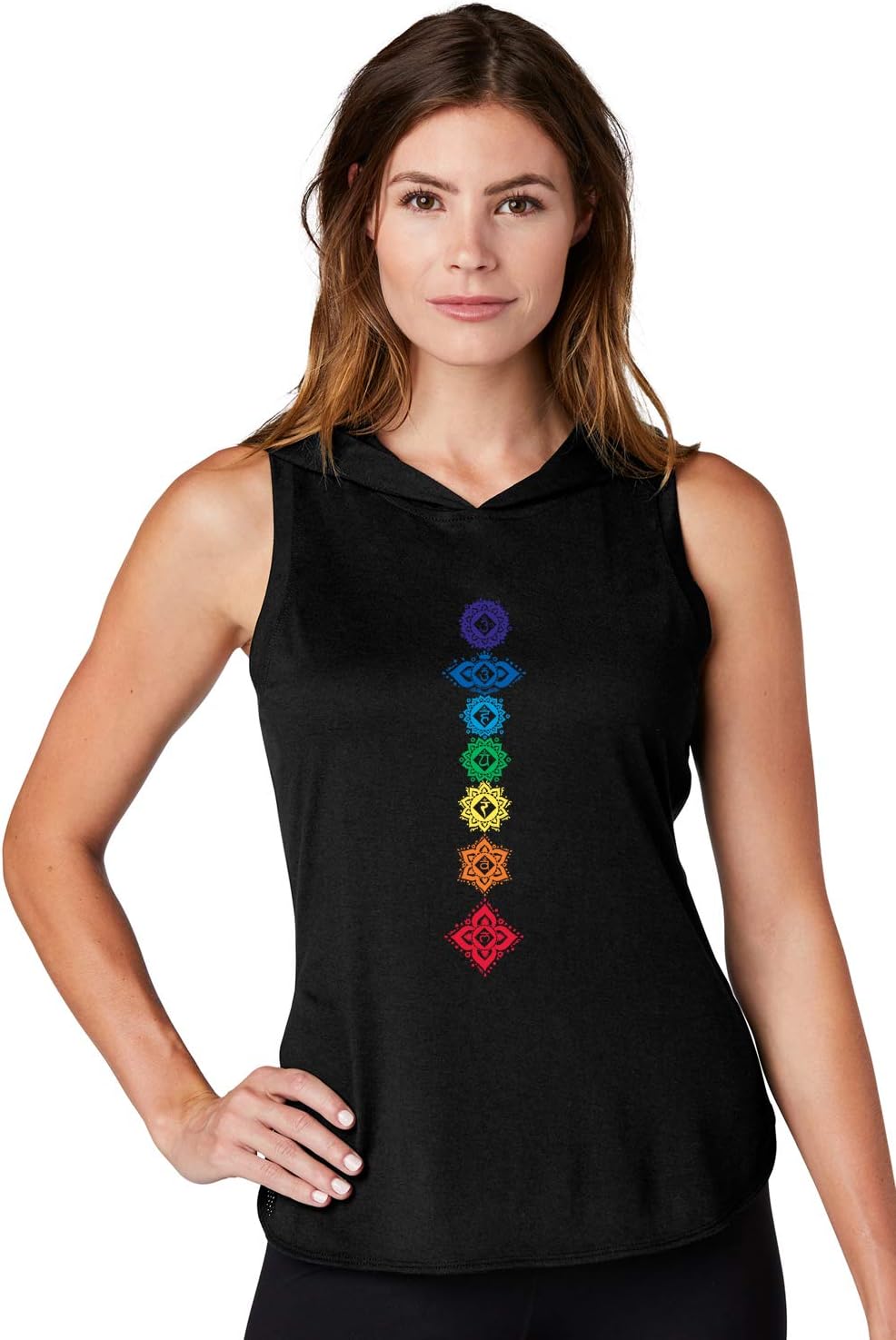Yoga Clothing For You Womens 7 Floral Chakras Hoodie Tank Top