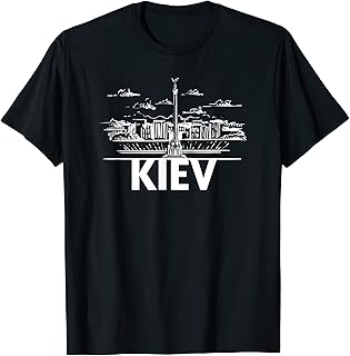 Kiev Ukraine City Skyline Silhouette Outline Sketch T-Shirt