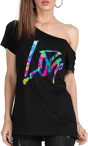 Miniatura 2 de MAGICMK - Camiseta casual para mujer, con estampado de labios y hombro descubierto, talla extragrande