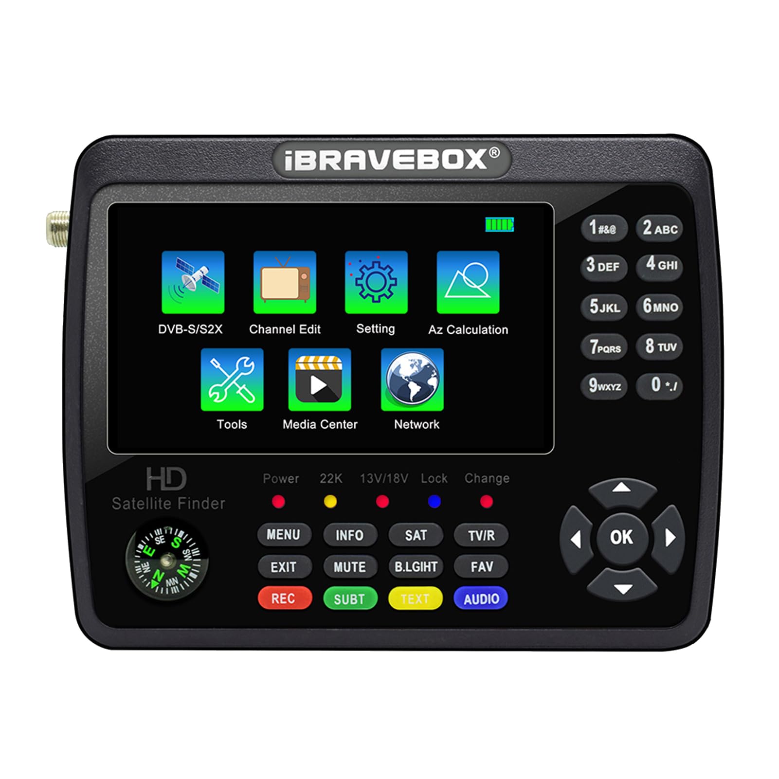 Satfinder V10 Max HD – Misuratore Satellitare DVB-S/S2/S2X Con Schermo LCD 4.3” E Batteria Da 4000mAh