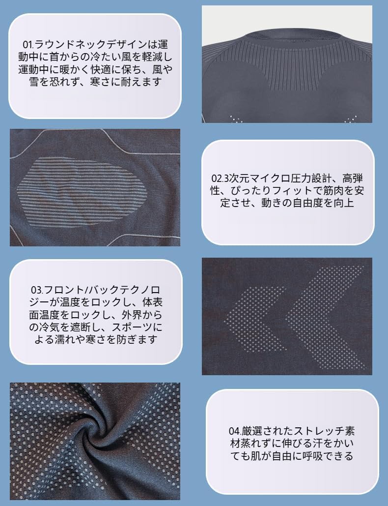 Cociliye] コンプレッションインナー メリノウール混 登山用保温下着 関節保護設計 速乾吸汗 男女兼用 アウトドア スキー 5分袖リップルインナー(衿ぐり広め)(日本製)(長年愛されている定番肌着)  - ファッション通販ならセシール(cecile)