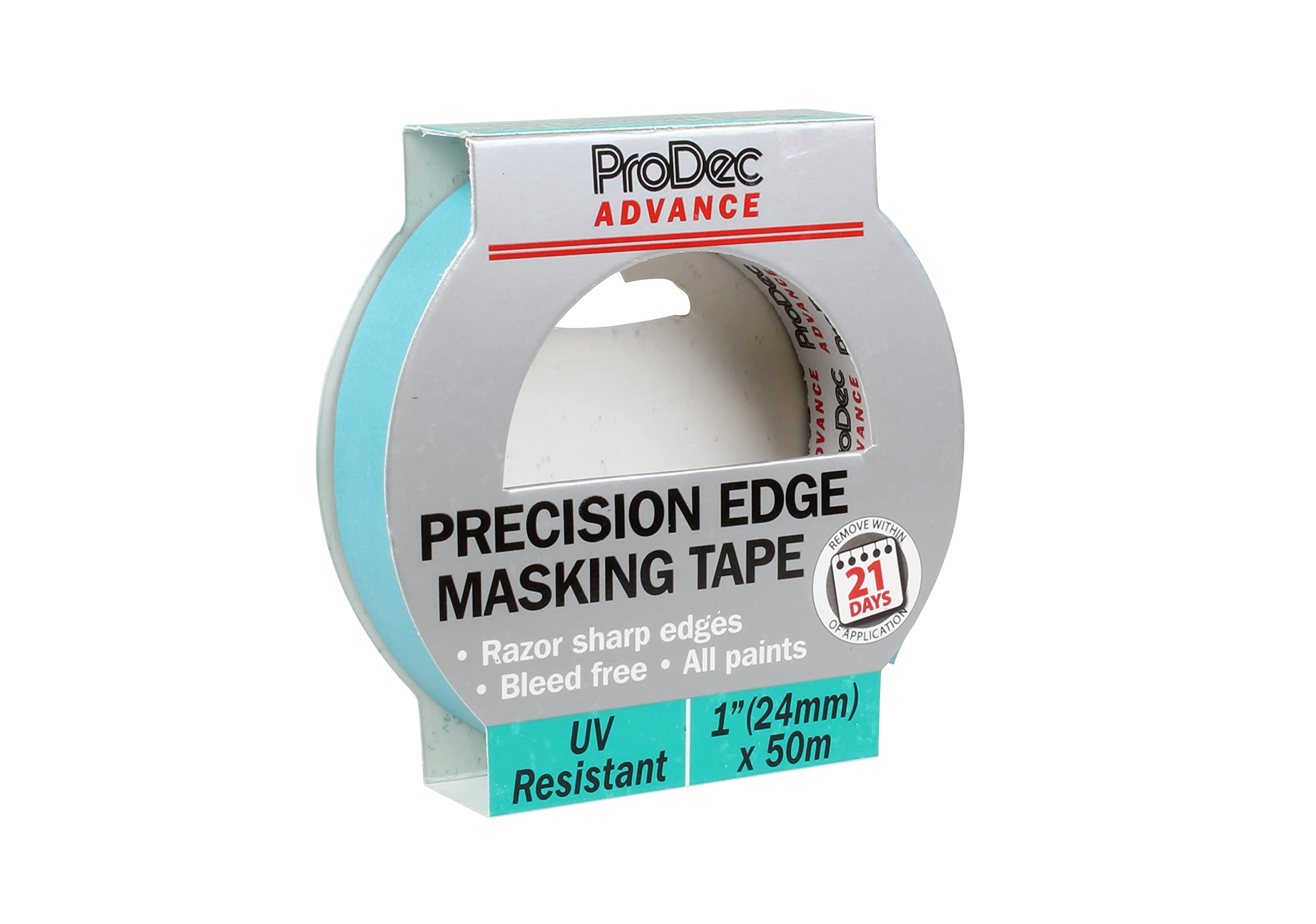 ProDec Advance 24mm (1 inch) x 50m UV Resistant Precision Edge Multi Surface Painters Masking Tape for Razor Sharp Lines with No Paint Bleed For Indoor & Outdoor Painting and Decorating, 1"