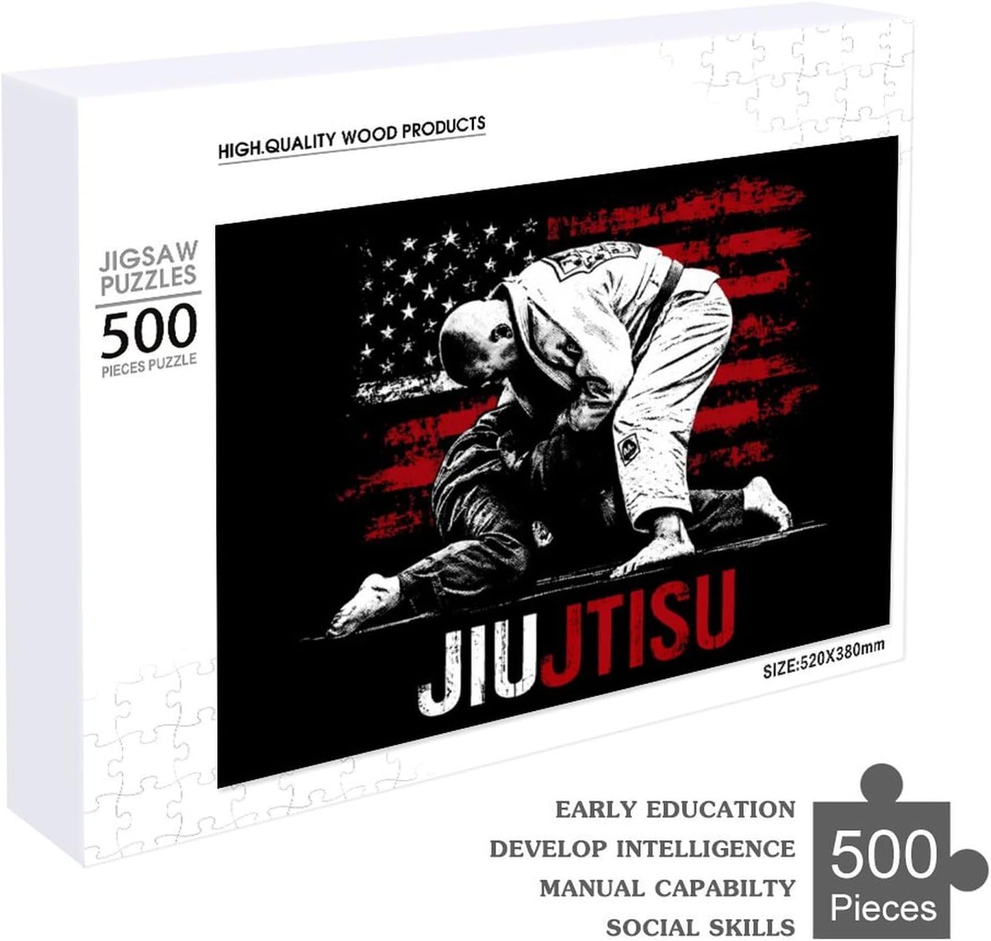 Brazilian Jiu Jitsu US Flag Puzzles for Adults 500 PCS Wooden Jigsaw Puzzle Wall Decor Christmas
