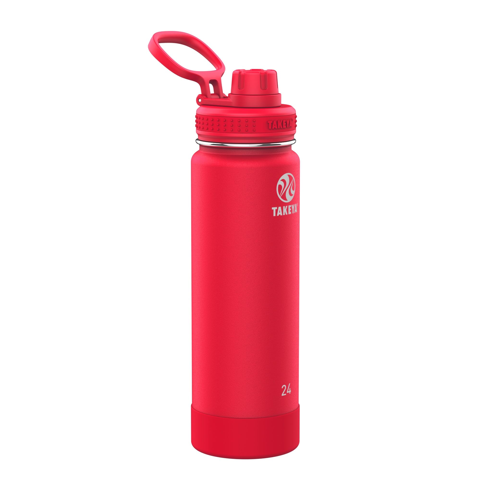 Takeya Actives Water Bottle with Spout Lid - Bottle with Double Stainless Steel Insulation - Dishwasher Safe &amp; BPA-Free - Bottle with Spout Lid &amp; Removable Bumper - 24 oz, Watermelon