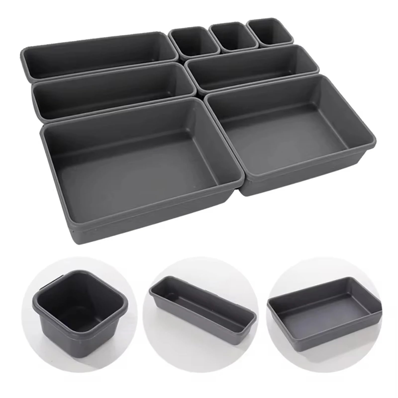 8 Stück verstellbare Schubladen-Organizer-Box-Tabletts Make-up-Kosmetik-Sonstiges-Teilerhalter Küche Badezimmer Schrank Schmuckschatulle Für Schubladen(White)