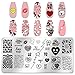 DANNEASY 6 Pieces Heart Nail Stamp Valentine's Day Nail Stamping Plate Nail Art Stencils Stamping Plates for Nails Manicure Template Tool DIY Nails Accessories (Heart Series)