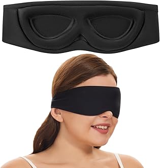 Sleep Mask for Side Sleepers 2022 Headband Design, Cup-Shaped and Extra-Soft, 100 Blackout Eye Mask Shades Cover for Men and Women Home or Travel, Machine Washable, Black