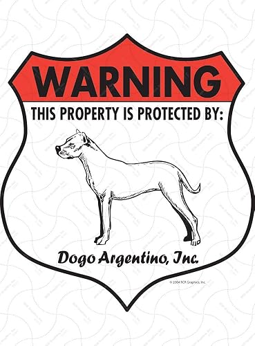 Dogo Argentino - Letrero de aluminio para perro patrullado (7 x 8 pulgadas), letrero exterior de aluminio libre de óxido para perros con protección