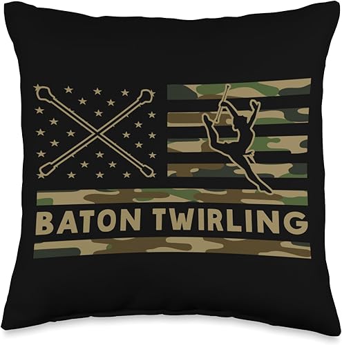 Miniatura 1 de Baton Twirling Twirler Majorettes Clothing Retro American Flag Baton Twirling Twirler Majorettes Throw Pillow 16x16 Multicolor