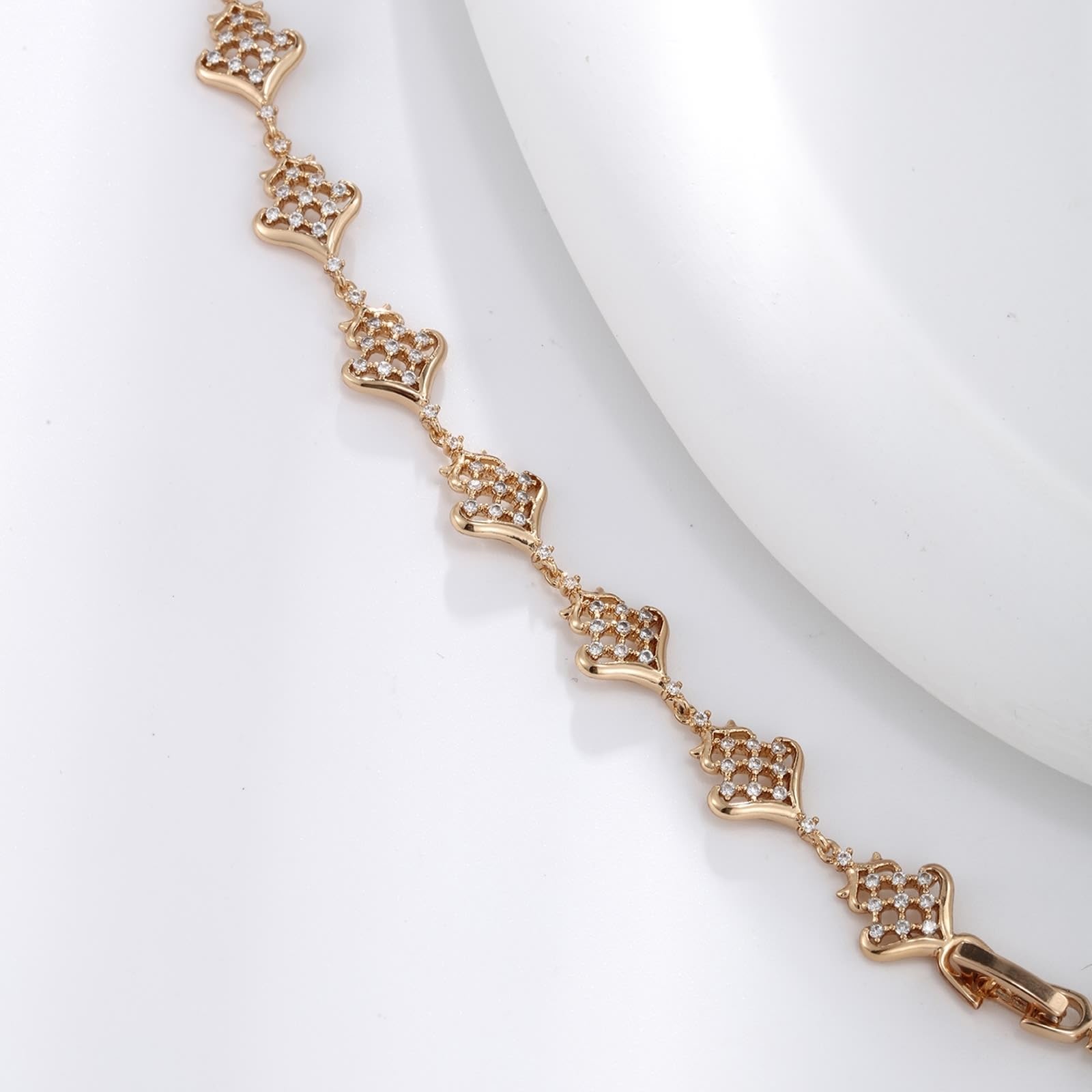 Echter Schmuck Armband Gelbgold 9K/14K/18K mit Moissanit, Herz Blumen Form
