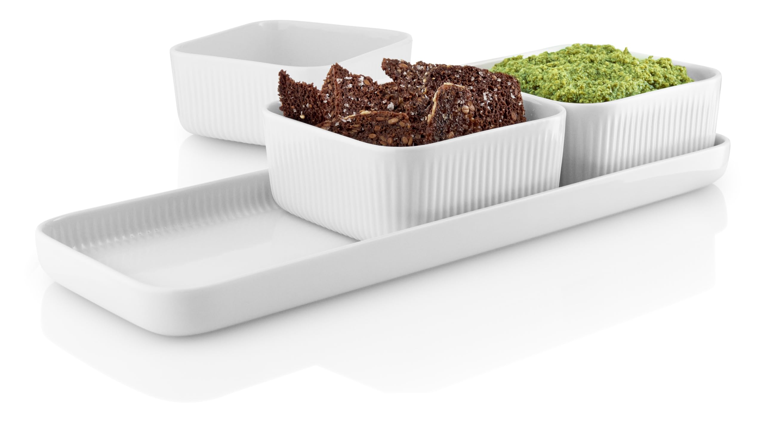 Eva Trio | Nova Legio Nova Tapas-Set | Vielseitiges und Elegantes Service | Für kleine Erfrischungen, Snacks und Dekorationen | Porzellan | Spülmaschinengeeignet