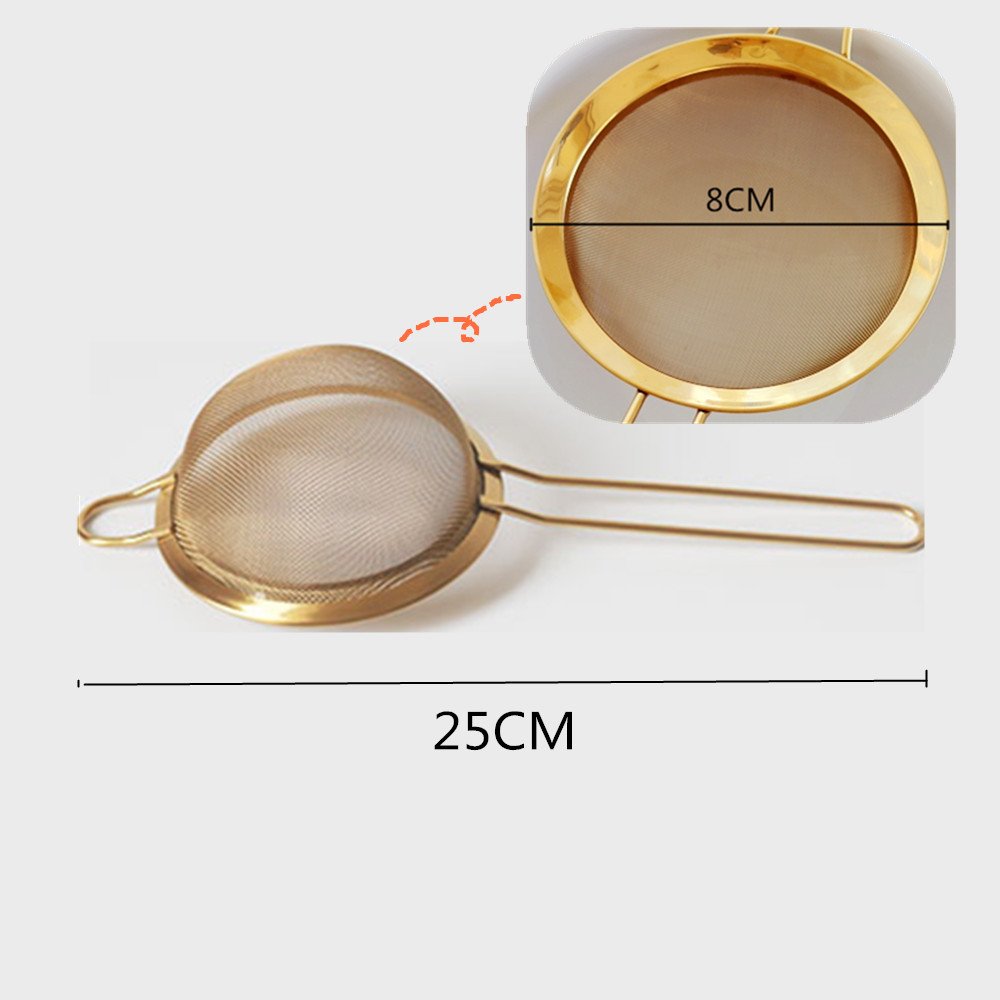 FashionMall Set of 2 Copper Fine Mesh Stainless Steel Mini Tea Strainer