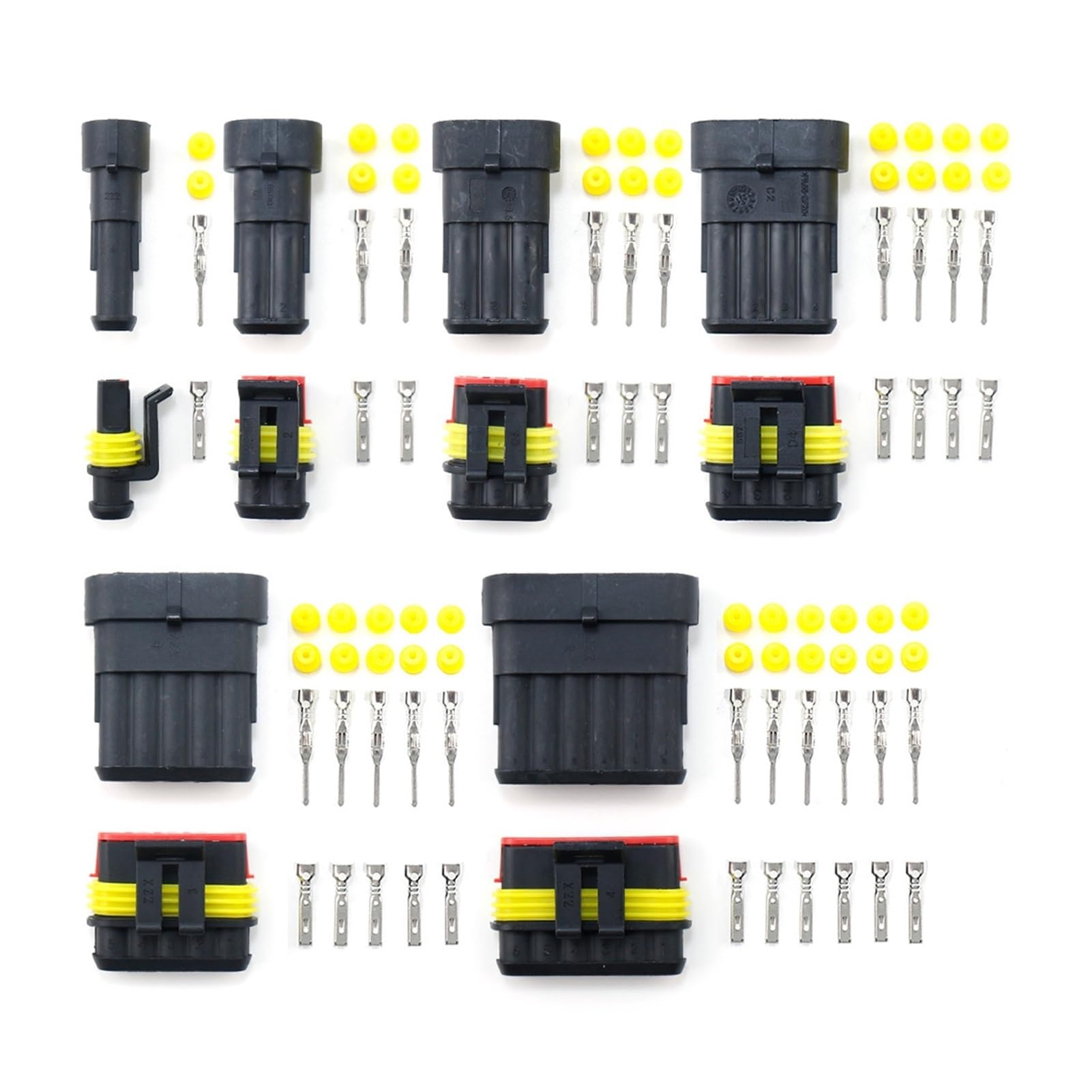 Conectores a Prueba de Agua Kit de Soldadura automotriz Conector rápido Conector rápido eléctrico en cableado de automóvil Socket de Sello automático 1 2 3 4 5 6 Pin Pin (Color : 300pcs 48B)