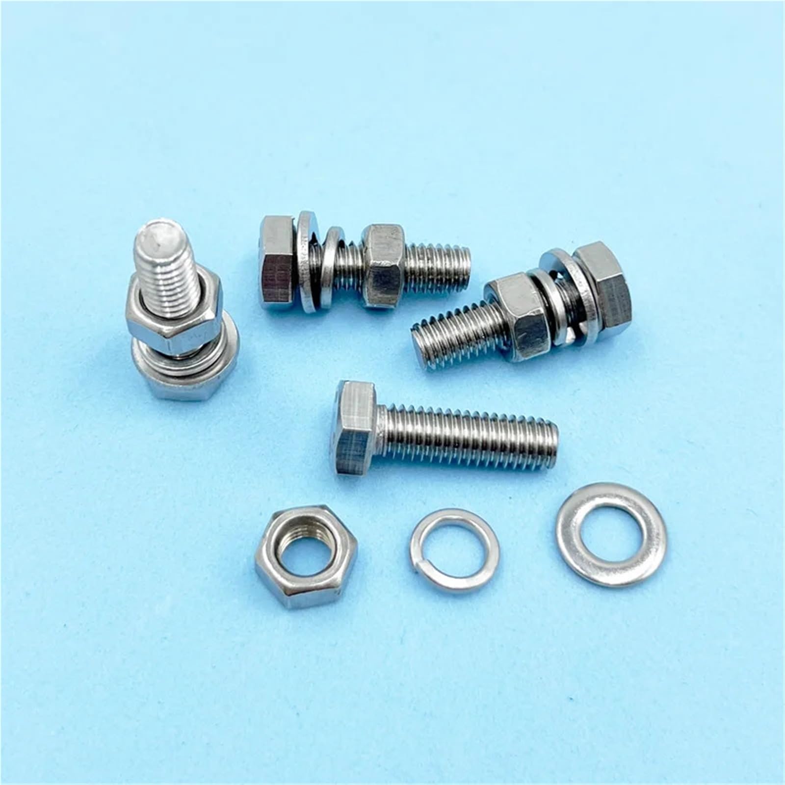 Juego de tornillos hexagonales externos acero inoxidable 304, tuercas, arandelas planas, elásticas, juntas, pernos M3, M4, M5 y M6 con tuerca for bicicleta Juego de Tornillos y Tuercas