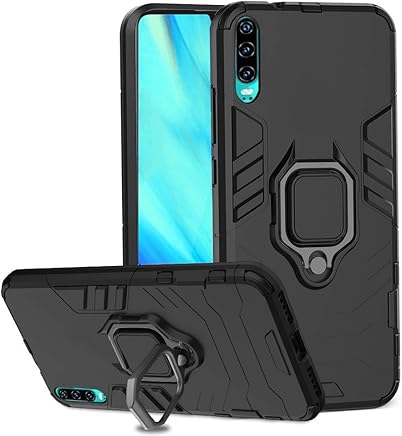 Ferilinso Funda para Huawei P30,Elegante Armadura h?brida Robusta Funda de Doble Capa de Alta Resistencia para PC Duro Caso con Anillo Grip Kickstand para Huawei P30 (Negro) Ferilinso Funda para Huawei P30,Elegante Armadura h?brida Robusta Funda de Doble Capa de Alta Resistencia para PC Duro Caso con Anillo Grip Kickstand para Huawei P30 (Negro)
