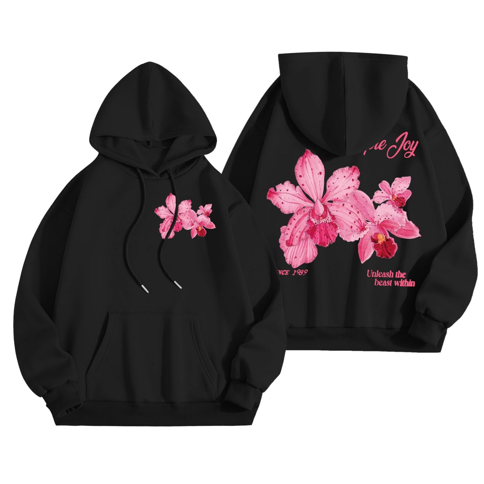 Generisch Veste de survêtement pour femme - Sweat à capuche - Pull à capuche - Impression graphique - Lettres - Manches longues - Automne - Hiver - Sweat-shirt haut pull