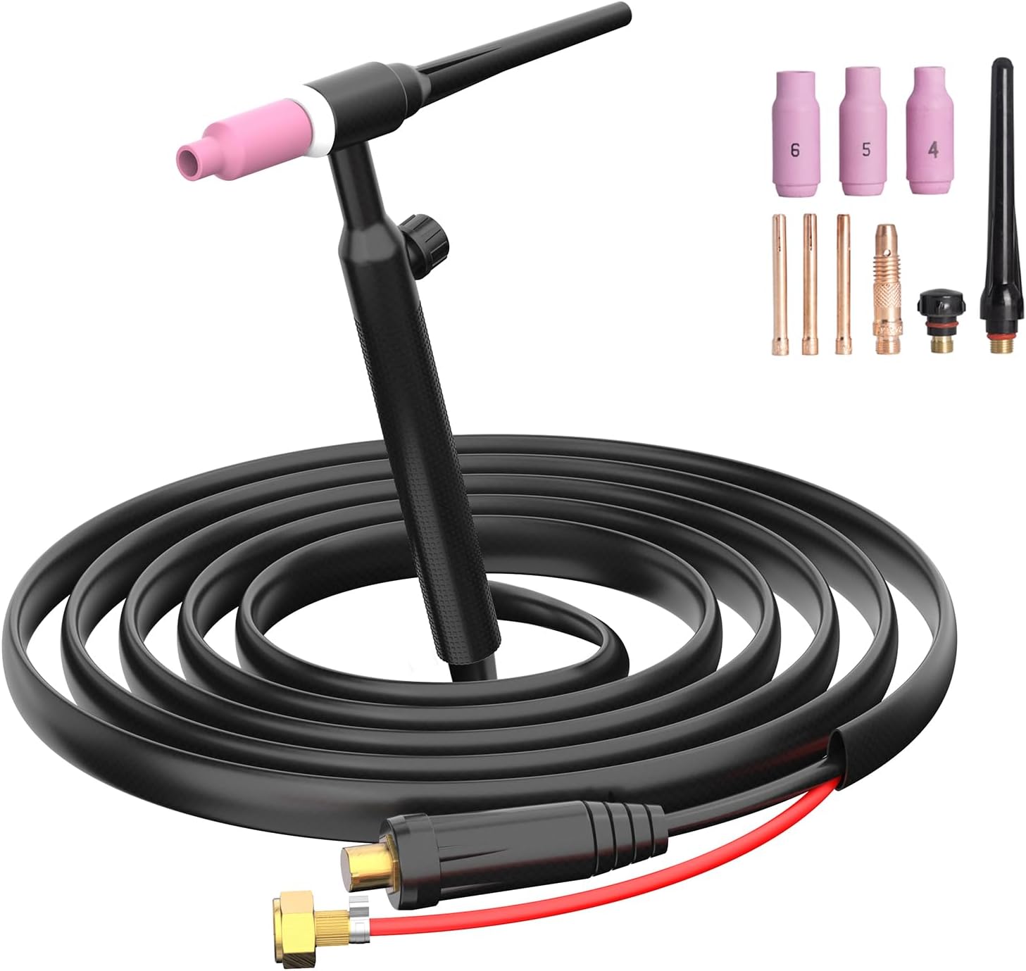 FEMEROL TIG Welding Gun,150A WP17V Argon TIG Torch with Red Air hose, Air Cooled Lift TIG Gun 35-50mm² Plug Connector